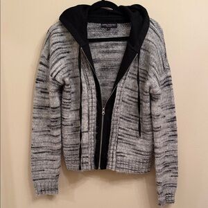 Central Park West Black and Gray Knit Hoodie